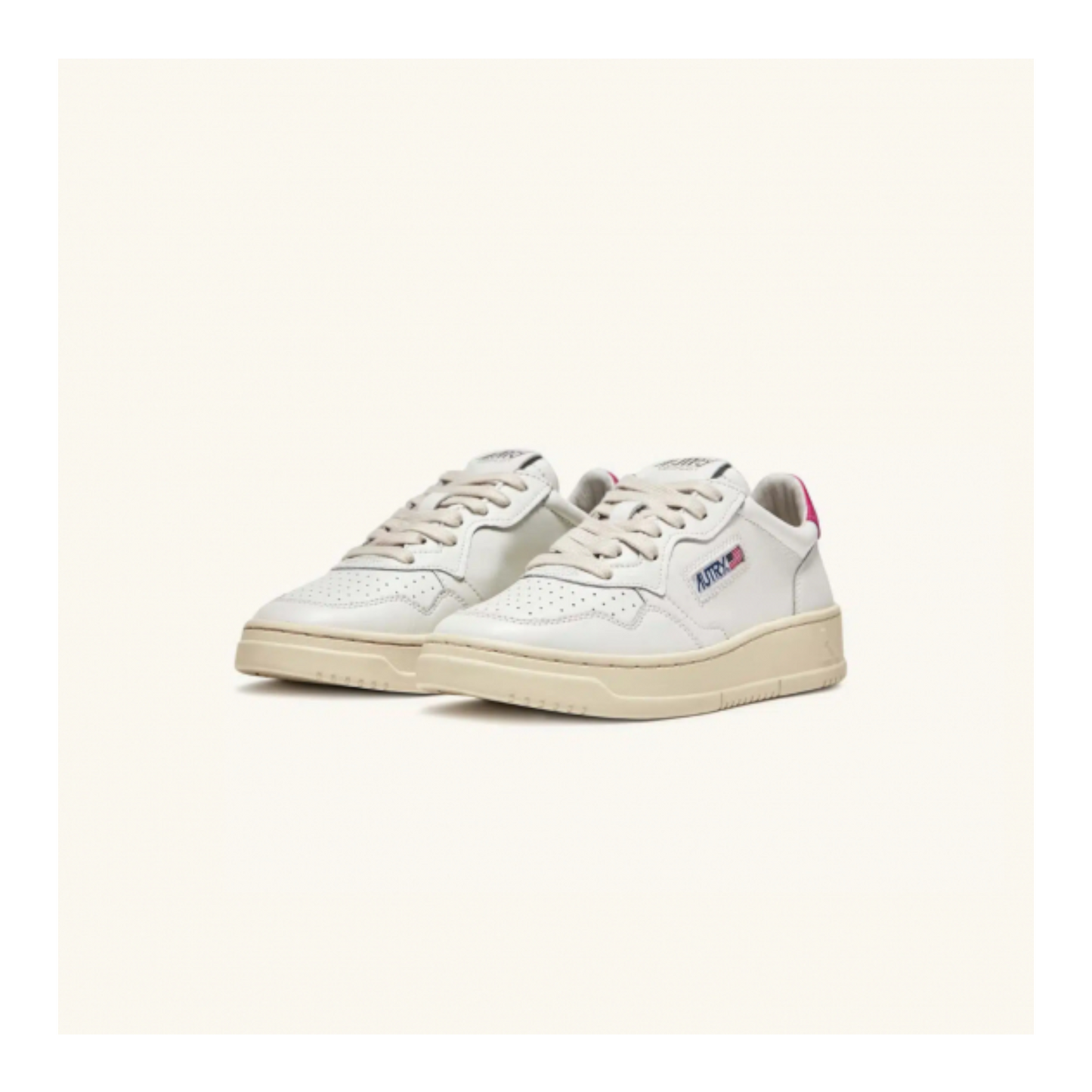 Autry Medalist Low bianca in pelle Spoiler Fucsia AULW LL42
