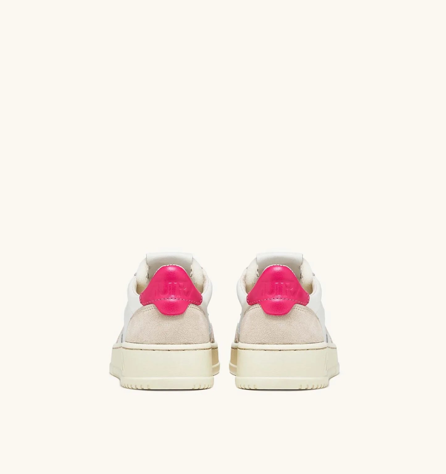 Autry Medalist Low bianca in pelle e camoscio Spoiler Fucsia AULW LS50
