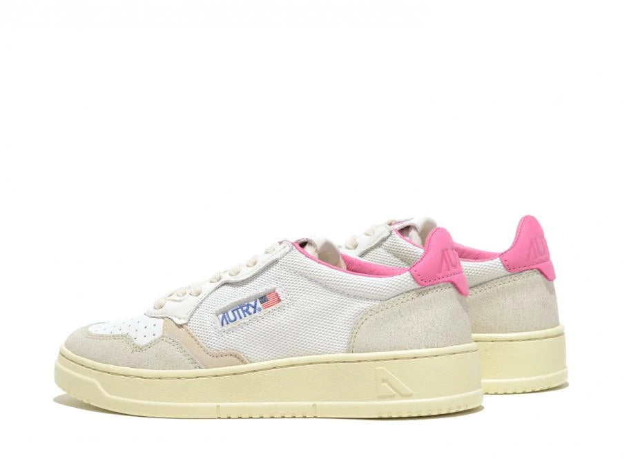 Autry sneakers women's medalist low AULW CN05 in pelle e tessuto colore bianco - fuxia