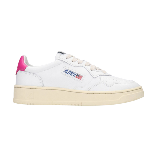 Autry Medalist Low bianca in pelle Spoiler Fucsia AULW LL42