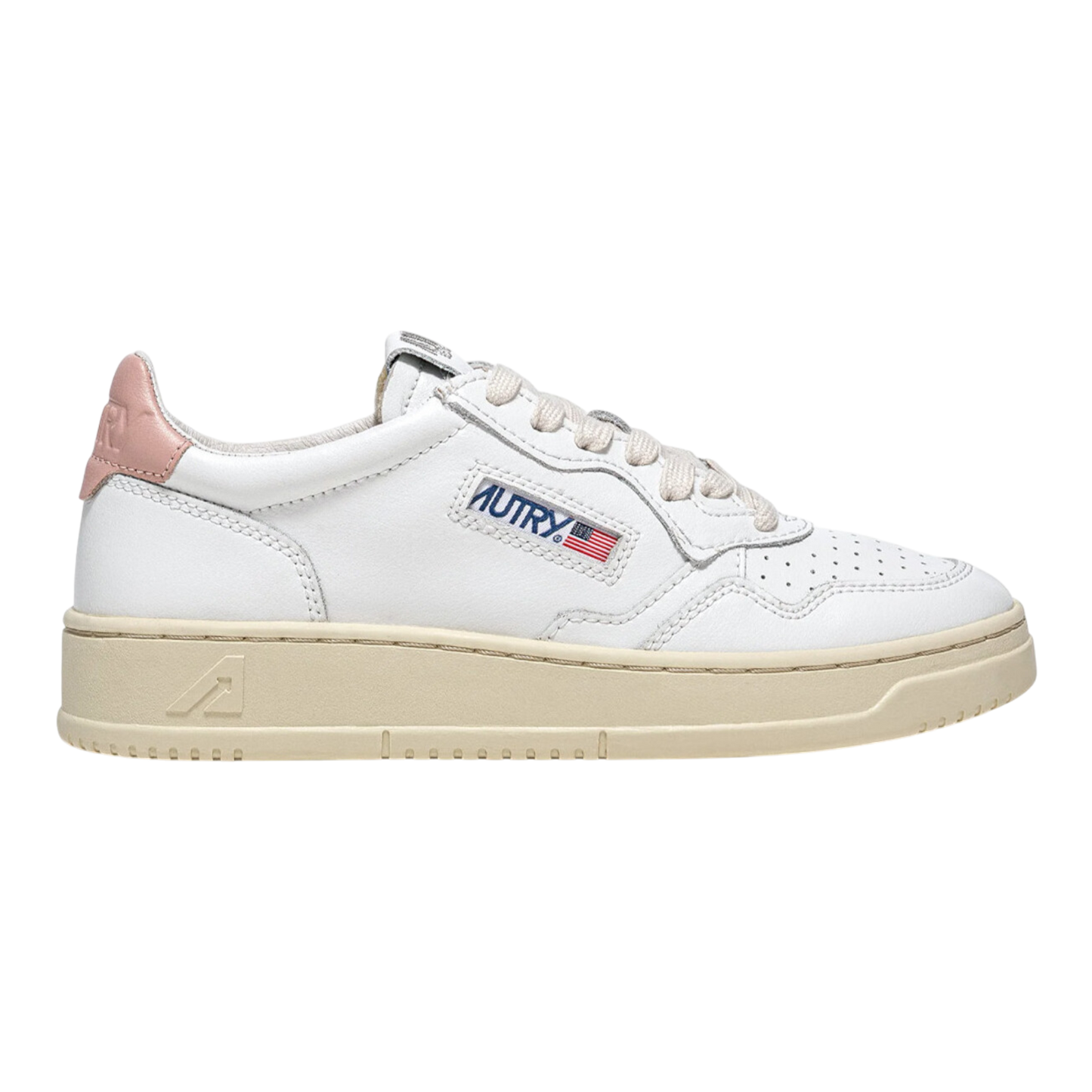 Autry Medalist Low bianca in pelle Spoiler Rosa AULW LL16