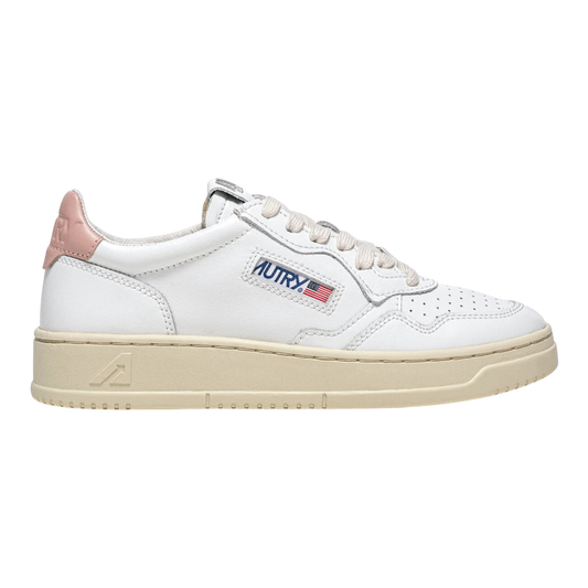 Autry Medalist Low bianca in pelle Spoiler Rosa AULW LL16