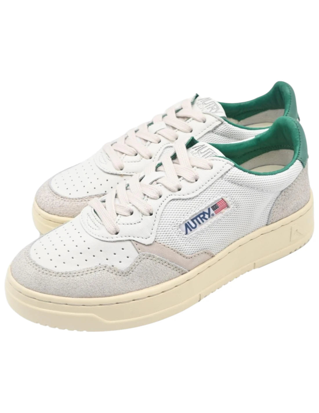 Autry sneakers women's medalist low AULW CN03 in pelle e tessuto colore bianco - verde