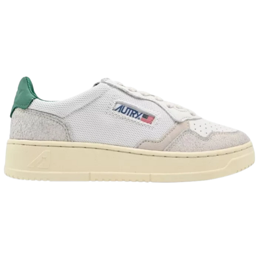 Autry sneakers women's medalist low AULW CN03 in pelle e tessuto colore bianco - verde